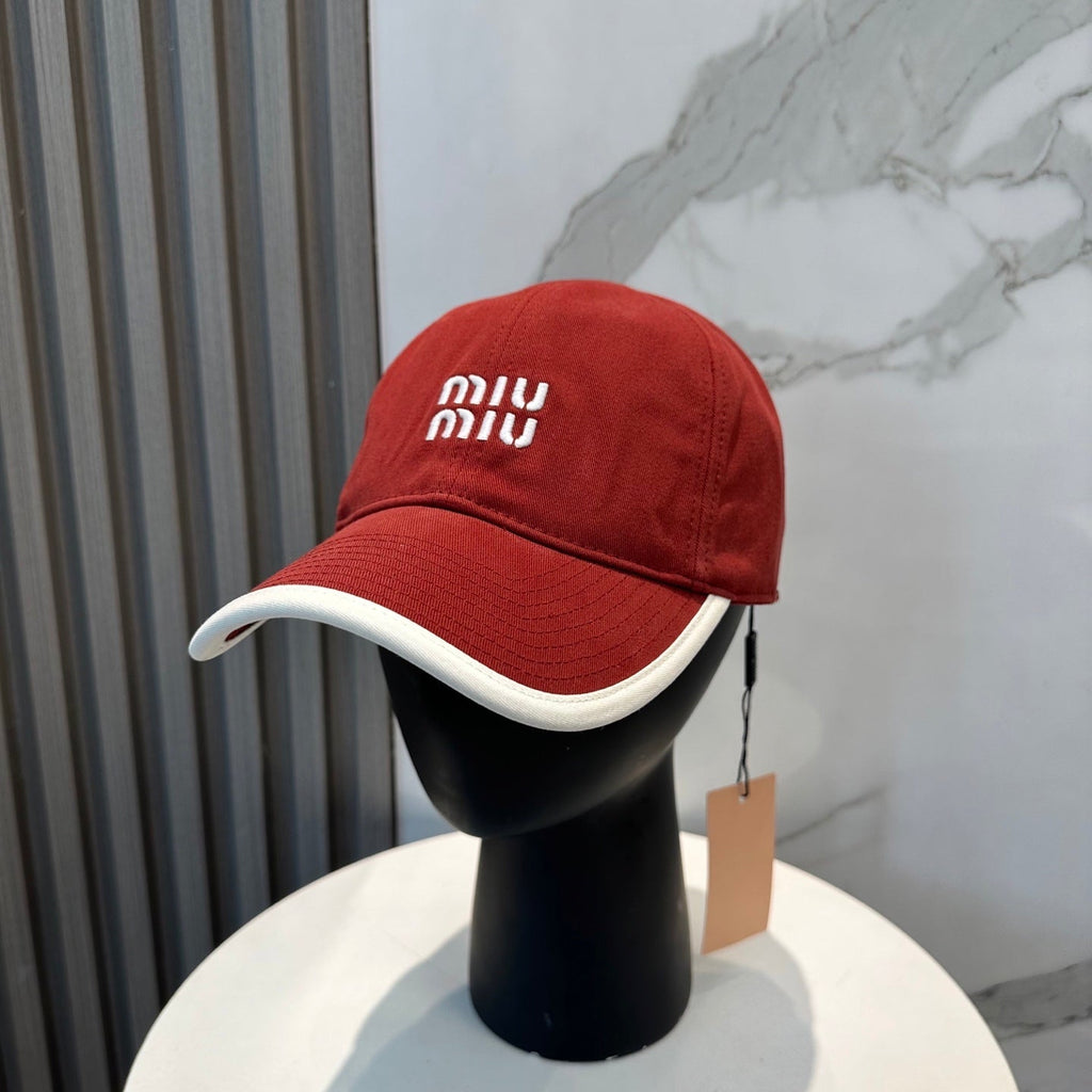 MIU MIU MM BASEBALL CAP IN RED FABRIC STYLE 9