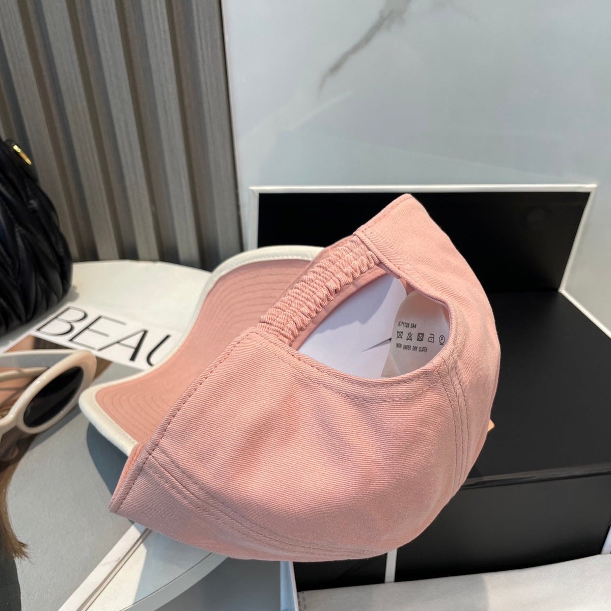 MIU MIU MM BASEBALL CAP IN PEACHY PINK FABRIC STYLE 8