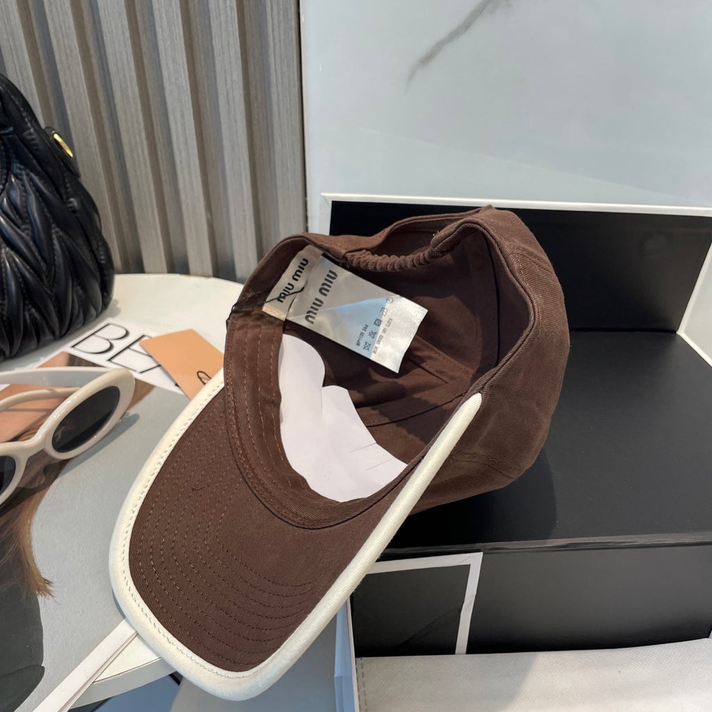 MIU MIU MM BASEBALL CAP IN BROWN FABRIC STYLE 6