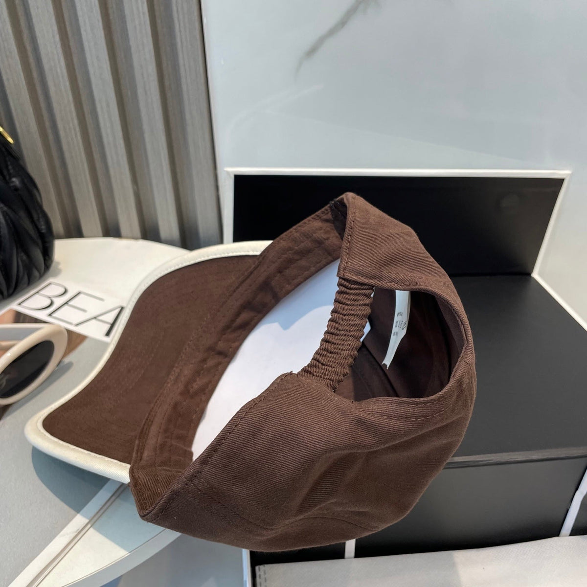 MIU MIU MM BASEBALL CAP IN BROWN FABRIC STYLE 6