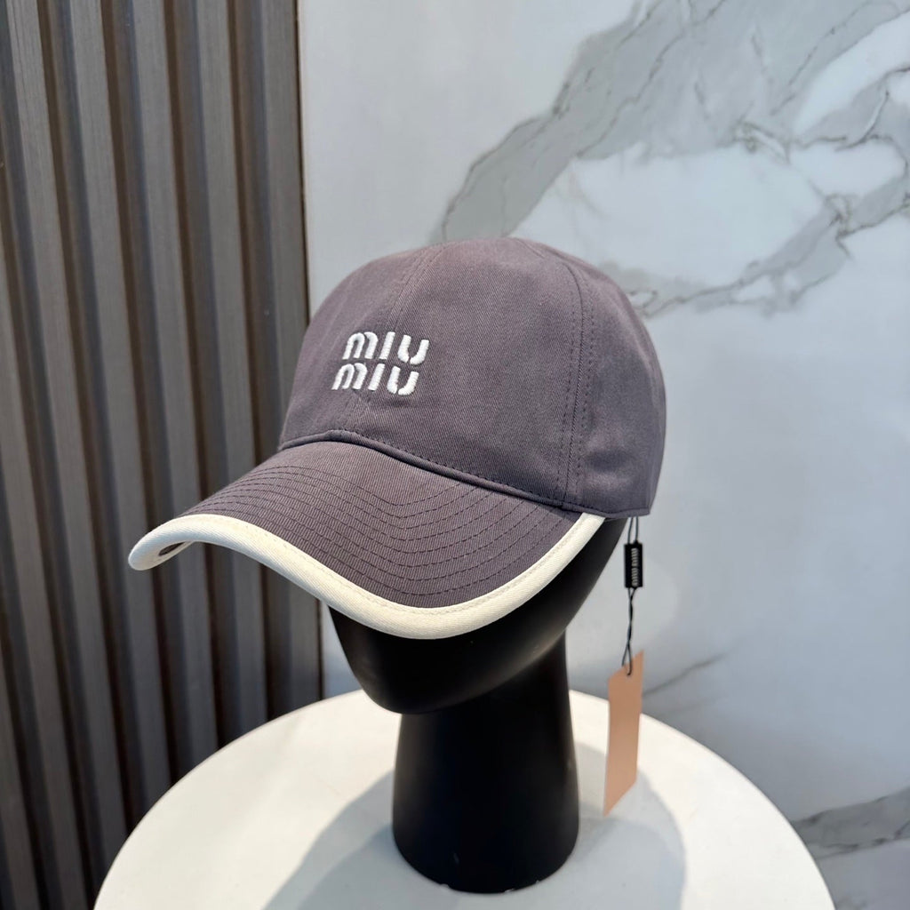 MIU MIU MM BASEBALL CAP IN GREY FABRIC STYLE 3