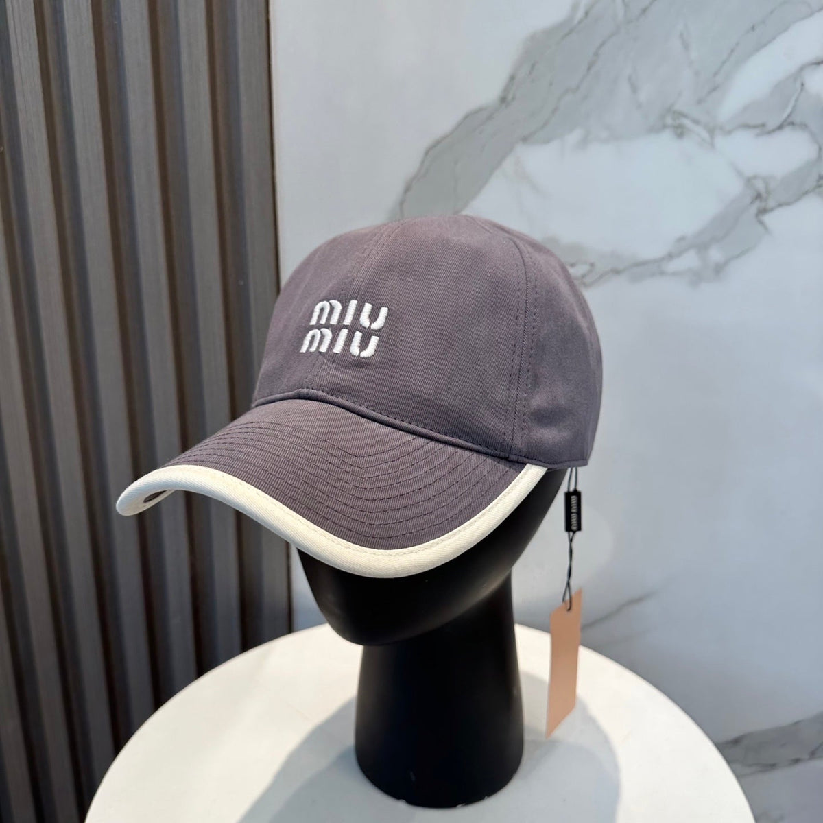 MIU MIU MM BASEBALL CAP IN GREY FABRIC STYLE 3