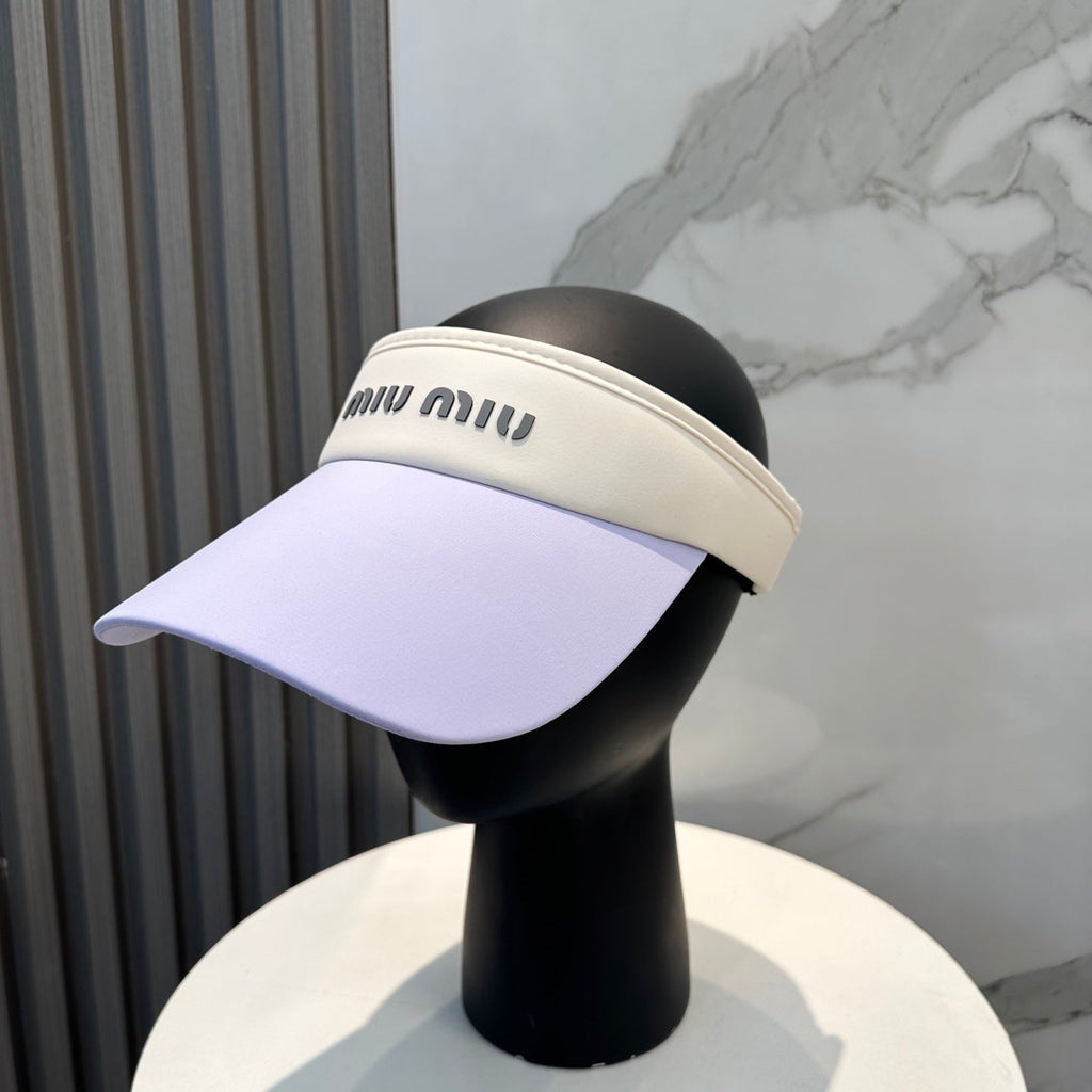 MIU MIU MM SPORT VISOR CAP IN PASTEL PURPLE MIX WHITE FABRIC