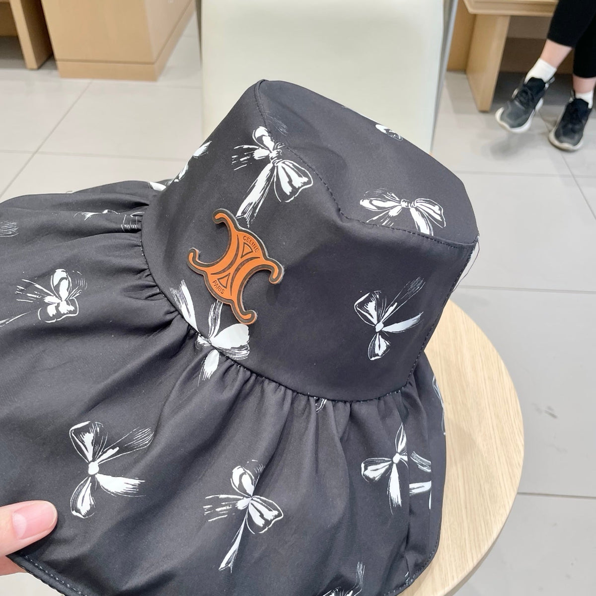 CELINE 25S BUCKET BOW HAT 733402 IN BLACK