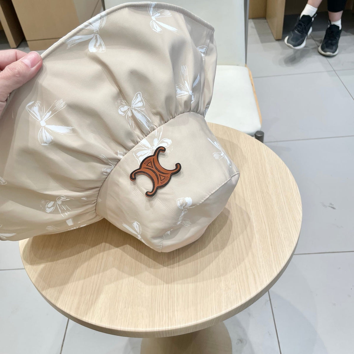 CELINE 25S BUCKET BOW HAT 733403 IN BEIGE