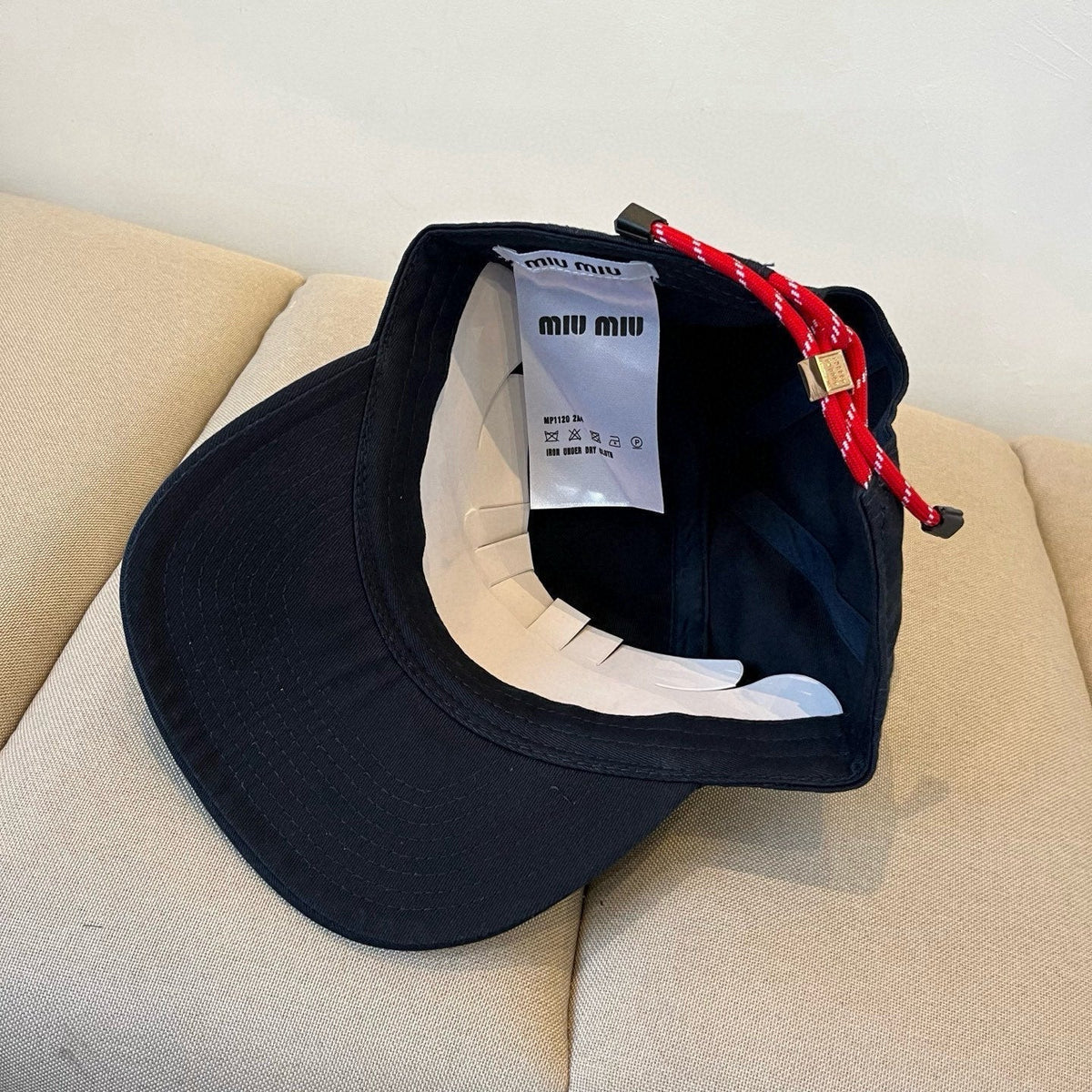 MIU MIU MM BASEBALL CAP IN NAVY BLUE KHAKI FABRIC STYLE 5