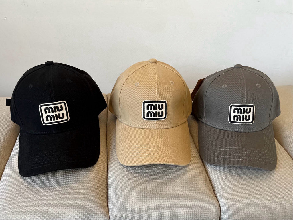 MIU MIU MM BASEBALL CAP IN BLACK KHAKI FABRIC STYLE 2